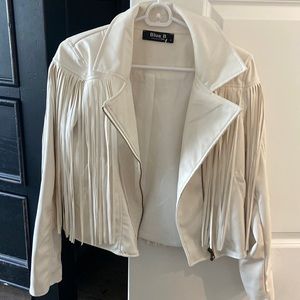 White Leather Fringe Jacket